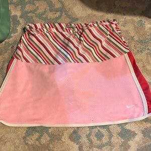 Nike Pink and Red Striped Kids Skort